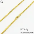 Collier Chaine Maille Bleiment Or Acier Inoxydable 2.5x600mm 9.3g Bijou Tendance Mode - 2.5mm60cm