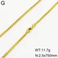 Collier chaîne blé en acier inoxydable doré 750 mm de long 2,5 mm de large détail bijou - 2.5mm75cm