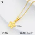 Collier pendentif fleur en acier inoxydable plaqué or avec chaîne délicate. - Fleur à cinq pétales / Or
