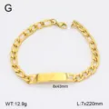 Bracelet gourmette ID en acier inoxydable doré avec plaque vierge, bijou style cubain. - 7mm Largeur Gaufré 3:1