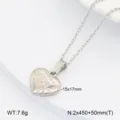 Collier pendentif cœur en acier inoxydable avec ange, bijou minimaliste tendance pour femme. - 4 Acier