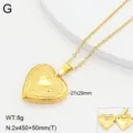 Collier photo medaillon coeur en acier inoxydable avec magnifique pendentif floral. - Style 5 / Or