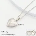Collier pendentif médaillon cœur en acier inoxydable détail avec taille et vue ouverte. - Style 5 / Or 18 carats / Acier