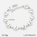 Bracelet en acier inoxydable avec pendentif lettre disque rond poli bijoux tendance pour femme - Style J