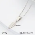 Collier Pendentif Plume En Acier Inoxydable Bijou Tendance Minimaliste Pour Femme - 5 Acier