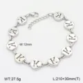 Bracelet lettre K en acier inoxydable, chaîne à maillons ronds polis, bijoux tendance. - Style K