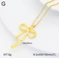 Collier pendentif nœud en acier inoxydable bijou mode chaîne clavicule avec détails. - Gros Nœud Blanc / Or