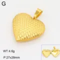 Gedetailleerd uitzicht van de gouden hart medaillon hanger, openbaar design, 27x28mm. - Stijl 5
