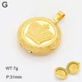 Pendentif médaillon rond couronne de couleur or collier accessoire vintage ouvrant boîte photo - Médaillon Rond Motif Couronne / Or