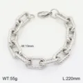 Bracelet Maille Gourmette Acier Inoxydable Homme Hip Hop Style Grosse Chaine Argent Bijoux - Style Couleur Acier 3