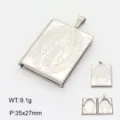 Pendentif médaillon livre Saint Benoît en acier inoxydable bijou religieux cadre photo. - Style 2 (Croix Livre)