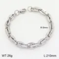 Detail de bracelet de chaine en acier inoxydable, design de maillons metalliques argentes. - Style Couleur Acier 3