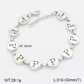 Bracelet en acier inoxydable avec lettre P, bijou de chaîne initiale argenté minimaliste. - Style P