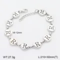 Bracelet de charme rond lettre R en acier inoxydable bijoux de mode minimaliste vue détaillée - Style R