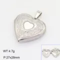 Pendentif medaillon en forme de coeur couleur argent metal grave de fleurs bijou collier - Style 7