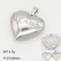Vue détaillée du pendentif médaillon cœur argenté, gravé TE AMO, ouvrant pour photo souvenir. - Style 8