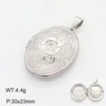 Pendentif médaillon ovale ton argent gravé de fleurs style vintage ouvrable 30x23mm photo - Style 8 (Ovale Floral)
