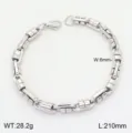 Bracelet chaine en acier inoxydable detail, largeur 6mm longueur 210mm pour hommes - Couleur Acier Style 8