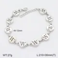 Bracelet en acier inoxydable avec pendentif lettre, bijou chaîne disque rond poli. - Style W