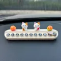 Señal de estacionamiento temporal de coche gato de la suerte con marcador y cubierta de privacidad. - [Gato de la suerte, gato con pescado y 2 naranjas peladas] placa beige con fragancia