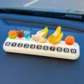 Bonita placa de estacionamiento temporal para coche bebida fruta decoración de resina - Set de plátano pelado a medias, plátano, 2 naranjas pequeñas, 2 bebidas y placa de aparcamiento