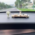 Süße Katzen Auto temporäre Parkkarte und Aromatherapie Ornament für Auto Dashboard - Drei Katzen Mit Weißer Schleierkraut Vase Parkschild / Beige