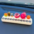 Bonito cartel de estacionamiento temporal de coche fruta bebida placa de número teléfono - Melocotón a medio pelar, fruta del dragón, 2 mandarinas pequeñas, 2 vasos de bebida y tarjeta de estacionamiento