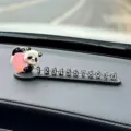Lindo panda coche tarjeta de estacionamiento temporal tablero placa de numero auto - Afortunado Panda Placa de Estacionamiento Suave 3D