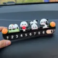 Placa de estacionamiento temporal de coche panda linda con adornos decorativos interior. - Panda Lindo Parche + Placa de Aromaterapia Negra