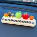 Lindo fruta bebida coche señal de estacionamiento temporal placa número para tablero - Manzana verde + manzana roja + 2 naranjas pequeñas + 2 bebidas + placa de aparcamiento