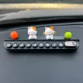 Cute lucky cat car temporary parking card with number buttons and hideable design SKU - Black Aromatherapy License Plate with Ingot Cat, Fan Cat & 2 Tangerines