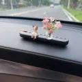 Süße Katzen Auto temporäre Parkschild mit Blumenvase Aromatherapie Ornament Innenzubehör - Sitzende Katze Mit Begonie Vase Parkschild / Schwarz