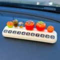 Lindo fruta bebida coche tarjeta de estacionamiento temporal placa número decoración - Set de caquis, naranjas, bebidas y tarjeta de aparcamiento