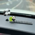Cute panda car temporary parking card, creative dashboard ornament with balloons and numbers. - Joy Panda 3D Soft Parking Plate with Gray Ball