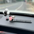 Cute Panda Car Temporary Parking Number Plate Creative Interior Ornament Dashboard Accessory - Lucky Panda 3D Soft Parking Plate with Gray Ball