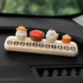 Targhetta parcheggio temporaneo auto con pulcino carino e numeri, ornamento per cruscotto. - Due Polli + 1 Sacco di Riso + Cestino Tondo Torta di Cachi