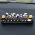 Lindo panda coche tarjeta de estacionamiento temporal placa creativo pantalla teléfono - Texto de Panda 3D + Placa de Aromaterapia Negra