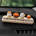 Targa di parcheggio temporaneo per auto con simpatico pollo decorazione cruscotto - Due Polli + 1 Sacco di Riso + Cestino Tondo Cachi