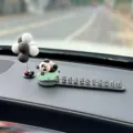 Cute panda car temporary parking card with balloon ornament for auto interior decor. - Promising Future Panda 3D Soft Parking Plate with Gray Ball