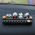 Placa de número de estacionamiento temporal coche panda lindo decoración salpicadero - Panda Lindo 3D + Placa de Aromaterapia Negra