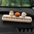 Targa parcheggio temporaneo pulcino carino numero di telefono cruscotto auto ornamento - Due Polli + Cestino Tondo Cachi