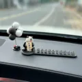 Cute panda car ornament temporary parking card, creative interior dashboard decoration. - Smooth Sailing Panda 3D Soft Parking Plate with Gray Ball