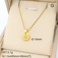 Collier avec pendentif lettre initiale en acier inoxydable couleur or bijoux femme chic - Lettre B / Or 18 carats