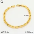 Bracelet grosse chaine plaque or 18K en acier titane pour homme femme bijoux mode - Style Doré 4