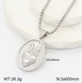 Collier pendentif cœur sacré croix en acier inoxydable, bijoux religieux vintage. - Style Couleur Acier 6