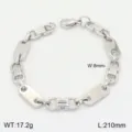 Bracelet de chaine en acier inoxydable style hip-hop pour hommes et femmes, detail europeen. - Style Couleur Acier 6