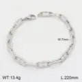 Vue détaillée du bracelet de chaîne en acier titane argenté, largeur 7mm et longueur 220mm. - Couleur Acier Style 8