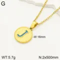 Collier avec pendentif lettre J en acier inoxydable doré et émail bleu bijou minimaliste - Lettre J