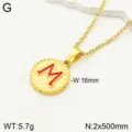 Collier pendentif initiale M en acier inoxydable style européen avec émail rouge pour femme - Lettre M