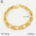 Bracelet grosse chaîne plaqué or 18K en acier inoxydable bijou mode hip-hop unisexe 220mm - Style Or 13